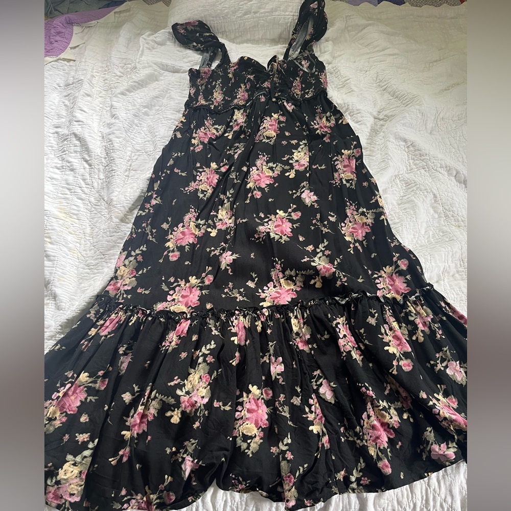 Floral Black Midi Dress